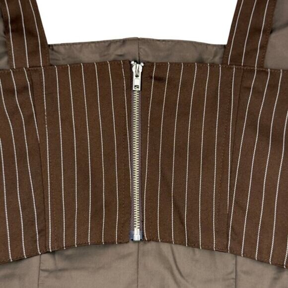 PEPPERMAYO Talula Pinstripe Bustier Sz 2 Chocolate White - Picture 7 of 7